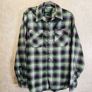 Dixxon Gravity Energy Flannel Shirt Green & Black